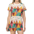 Tagless Tee Dress - Bright Geometric Triangles - DipaliZ
