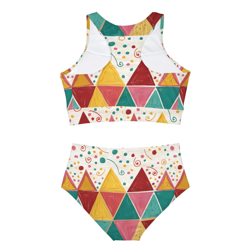 Sporty Bikini Set - Bright Geometrical Triangles - DipaliZ