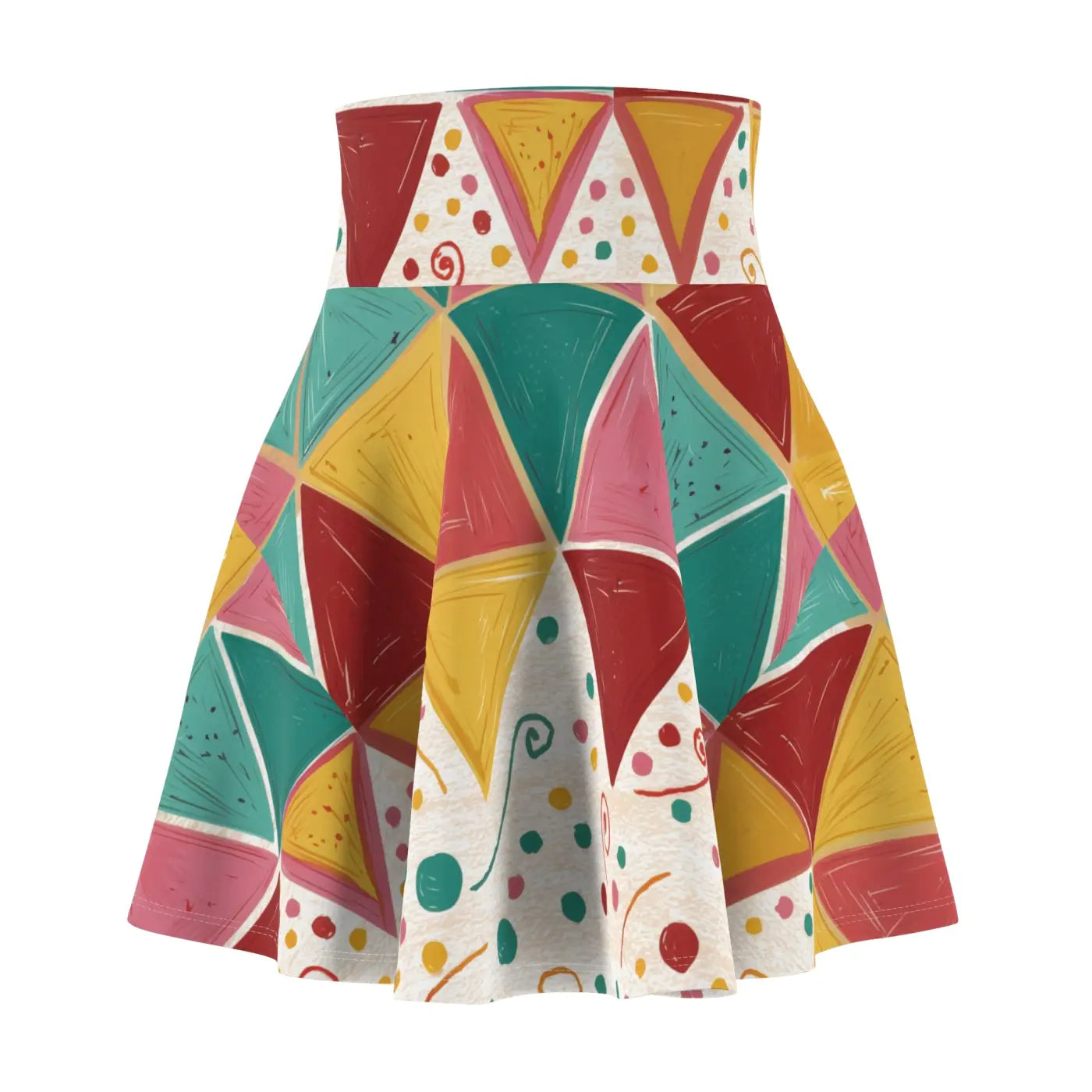 Geometrical Triangles Skater Skirt - Vibrant Pattern - DipaliZ