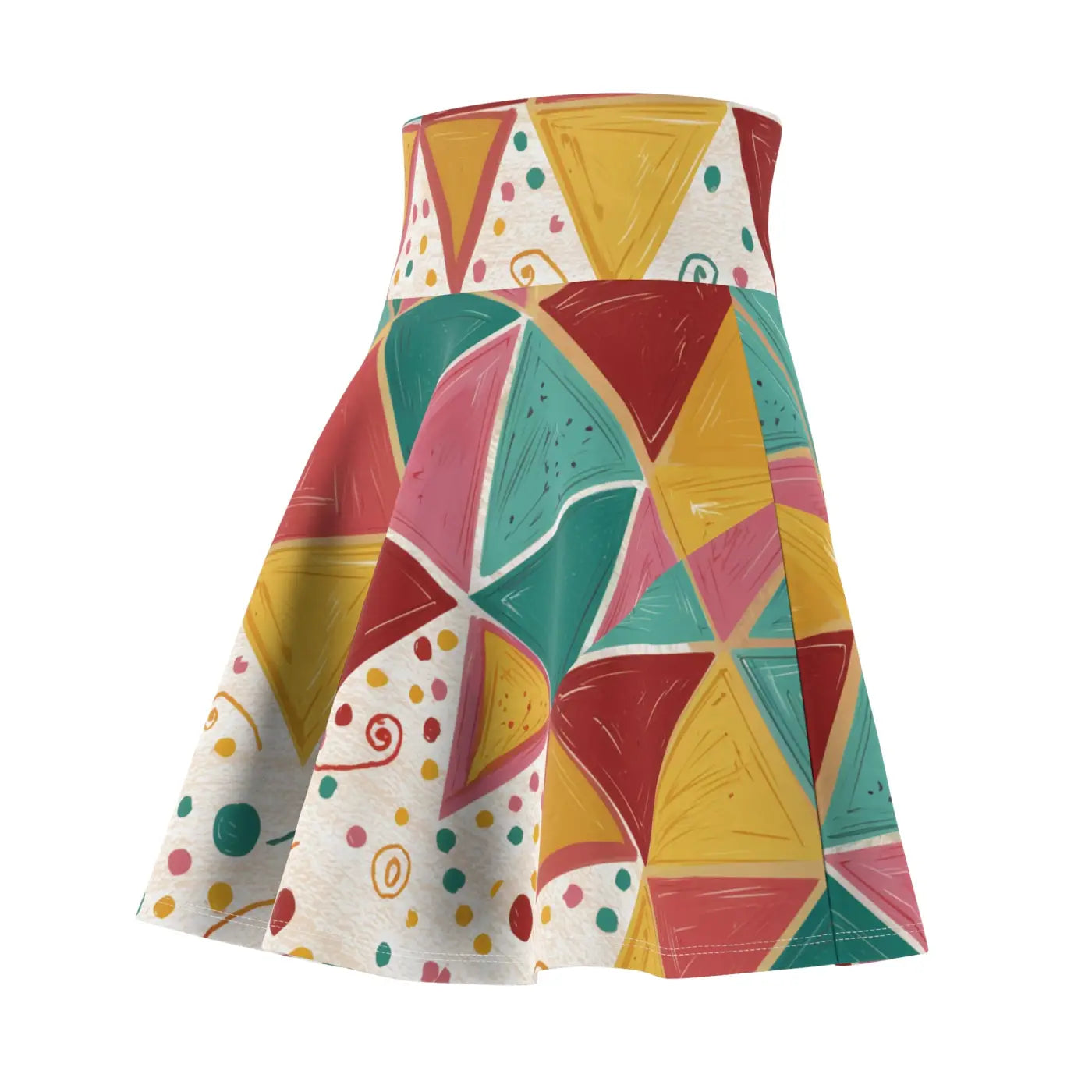 Geometrical Triangles Skater Skirt - Vibrant Pattern - DipaliZ
