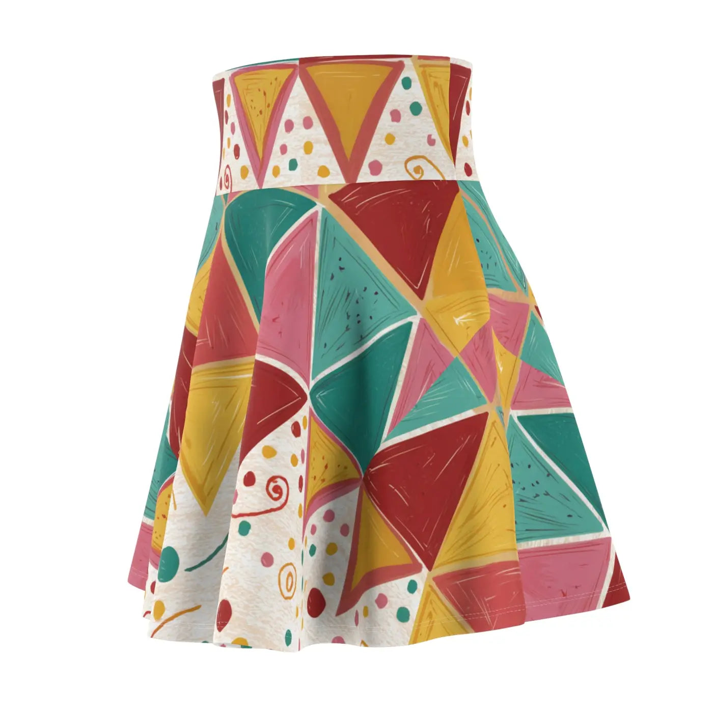 Geometrical Triangles Skater Skirt - Vibrant Pattern - DipaliZ