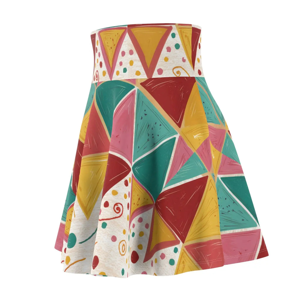 Geometrical Triangles Skater Skirt - Vibrant Pattern - DipaliZ