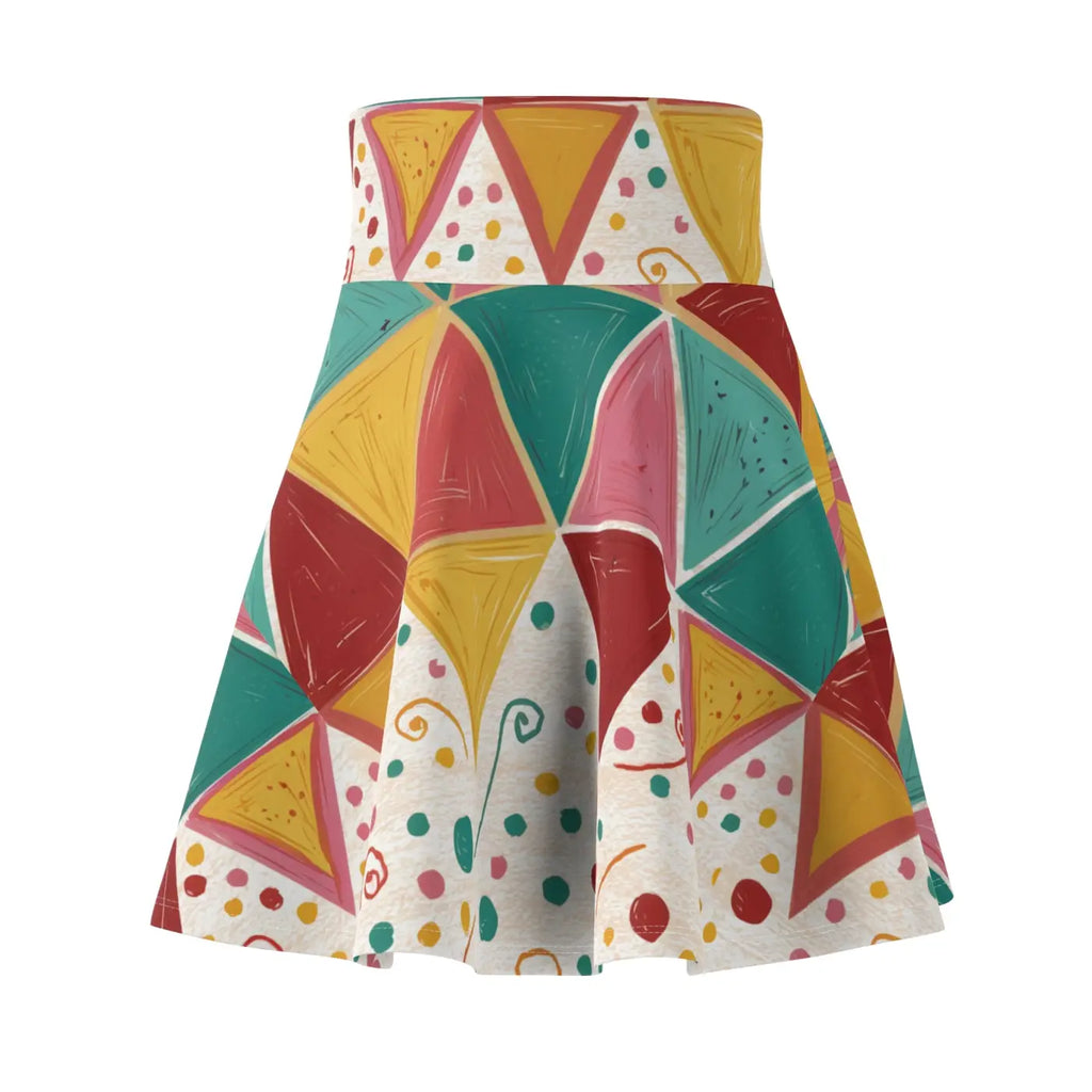 Geometrical Triangles Skater Skirt - Vibrant Pattern - DipaliZ
