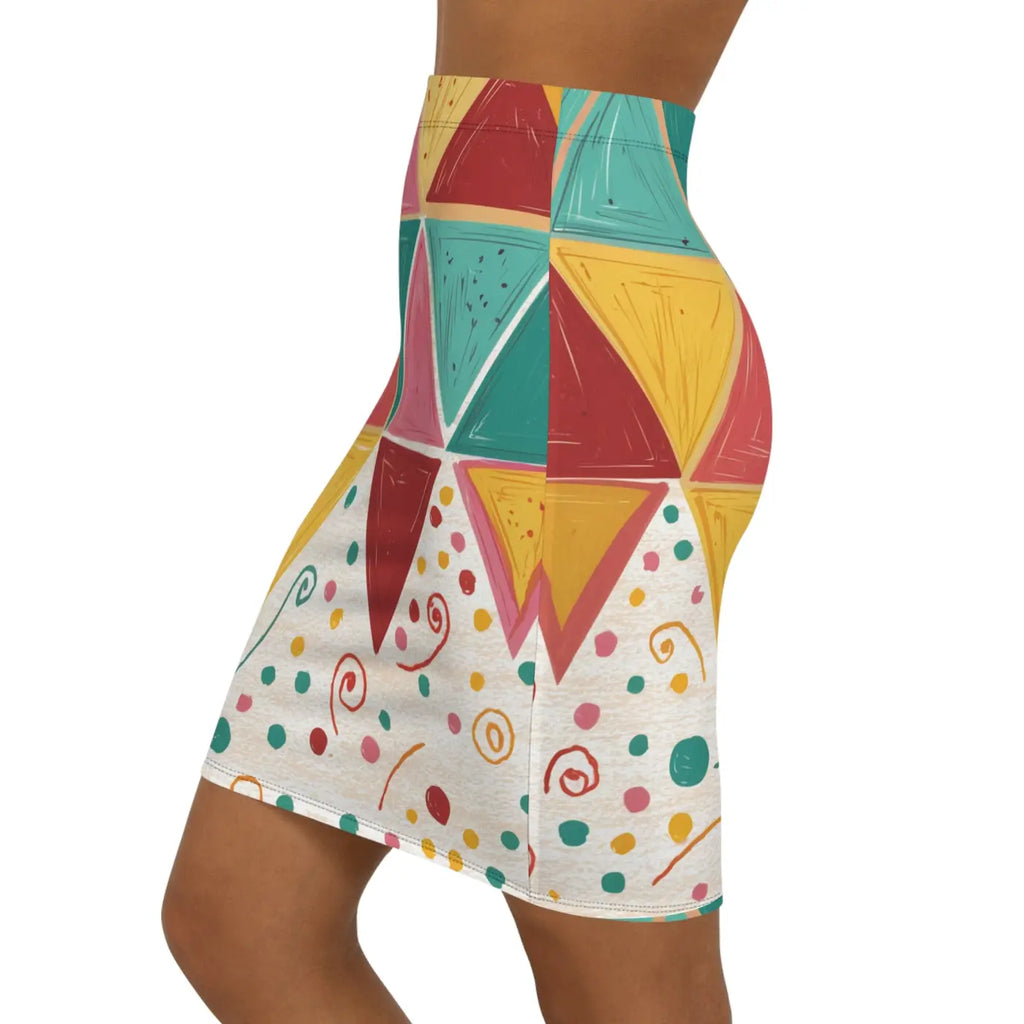 Geometrical Triangular Mini Skirt - Four-Way Stretch - DipaliZ