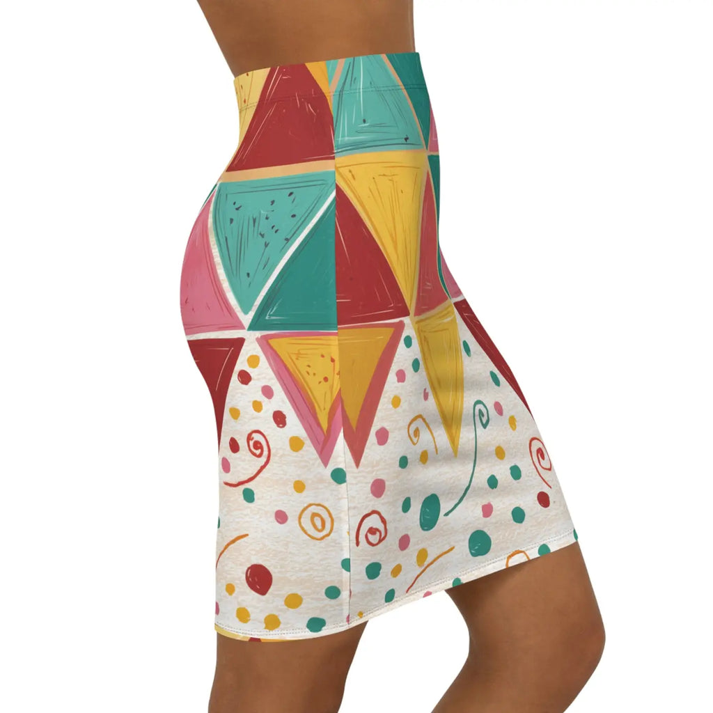 Geometrical Triangular Mini Skirt - Four-Way Stretch - DipaliZ