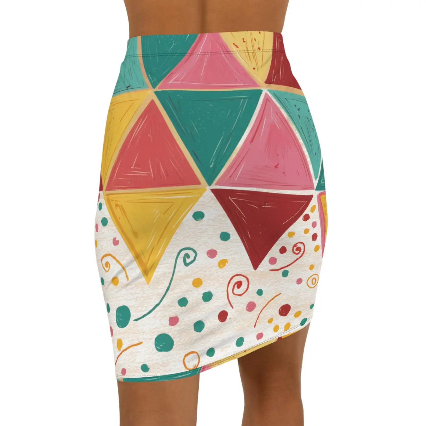Geometrical Triangular Mini Skirt - Four-Way Stretch - DipaliZ