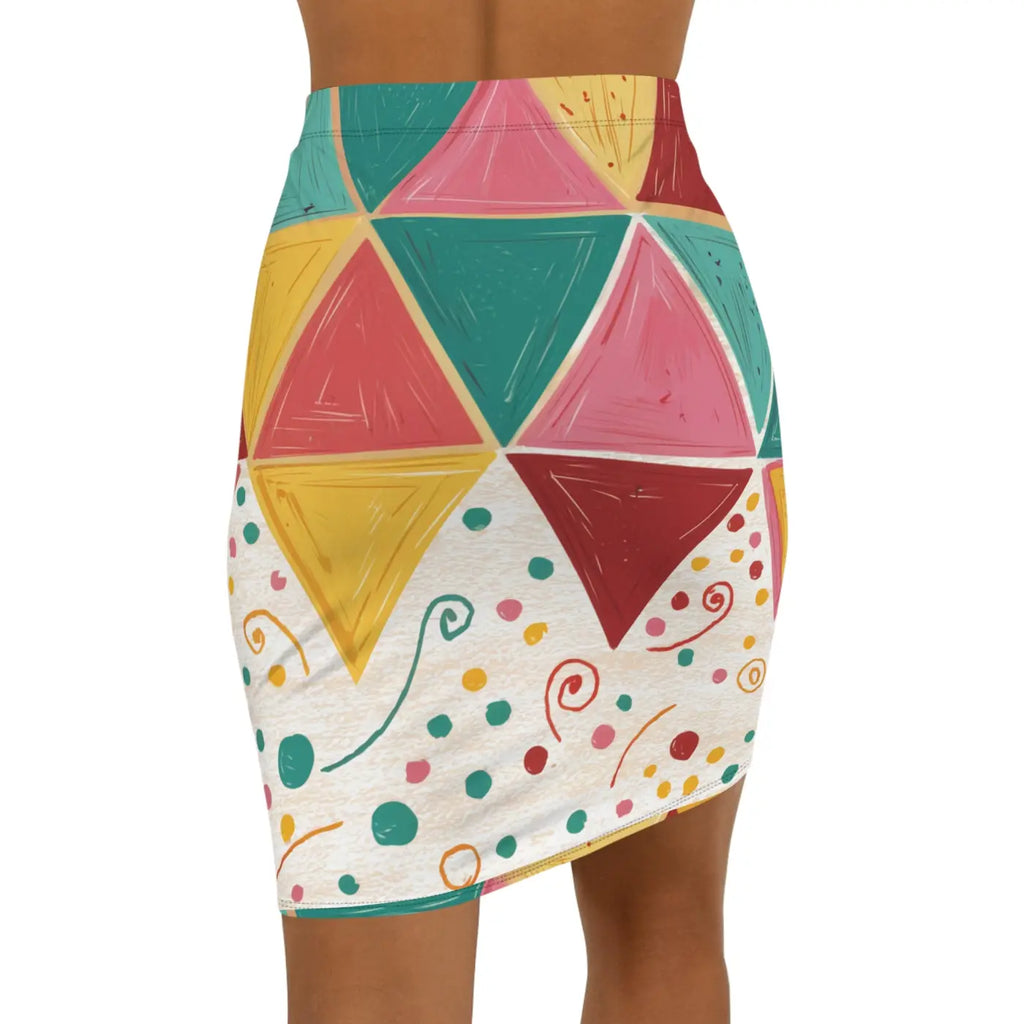 Geometrical Triangular Mini Skirt - Four-Way Stretch - DipaliZ