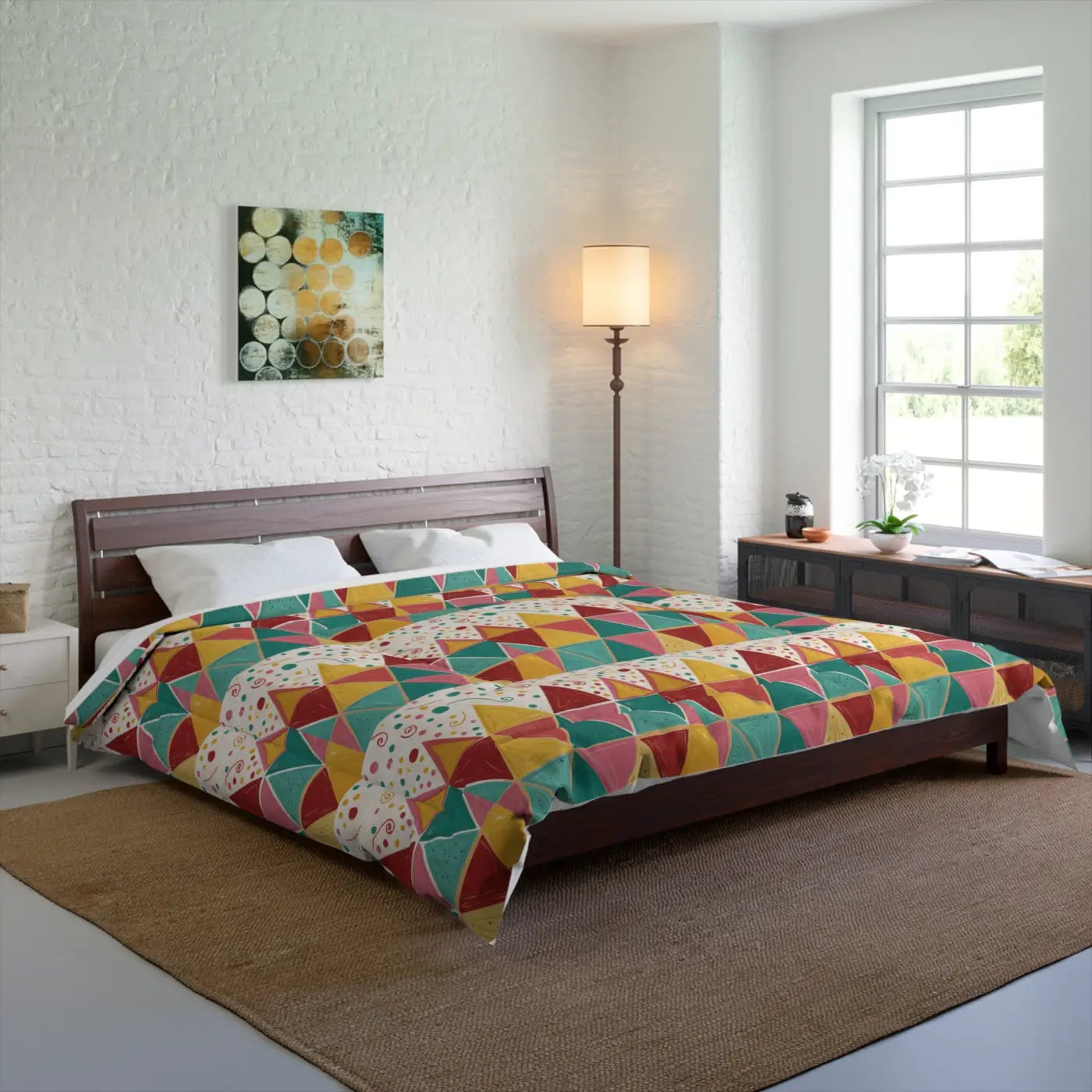 Vibrant Triangle Polyester Comforter - Geometrical Design - DipaliZ