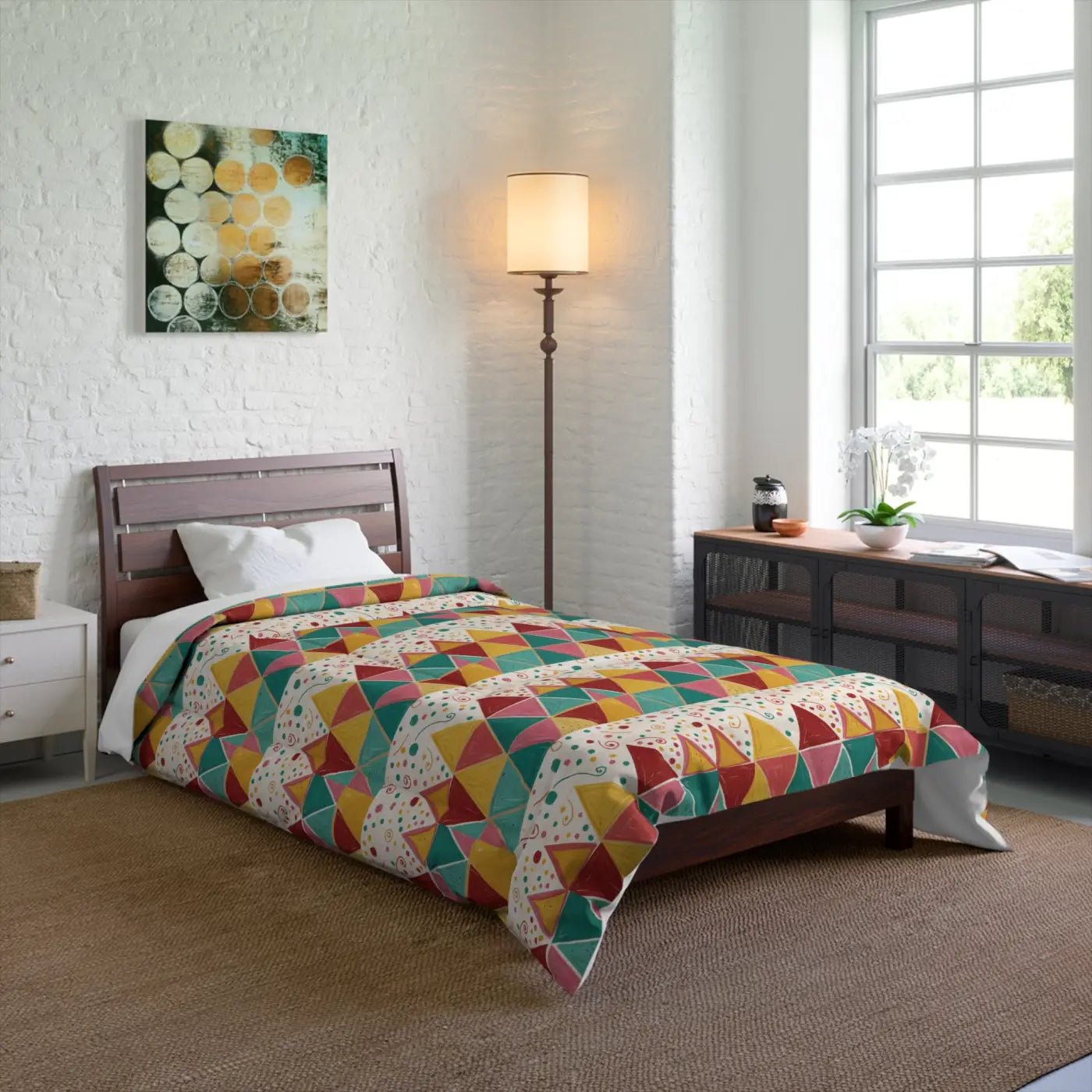 Vibrant Triangle Polyester Comforter - Geometrical Design - DipaliZ