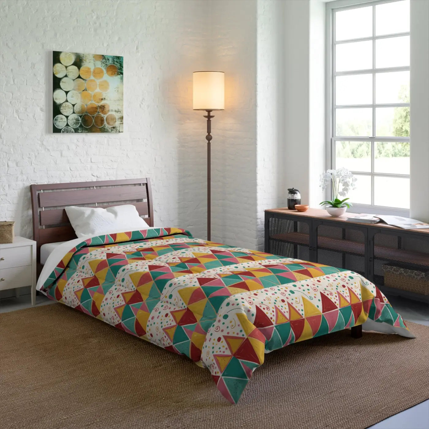 Vibrant Triangle Polyester Comforter - Geometrical Design - DipaliZ