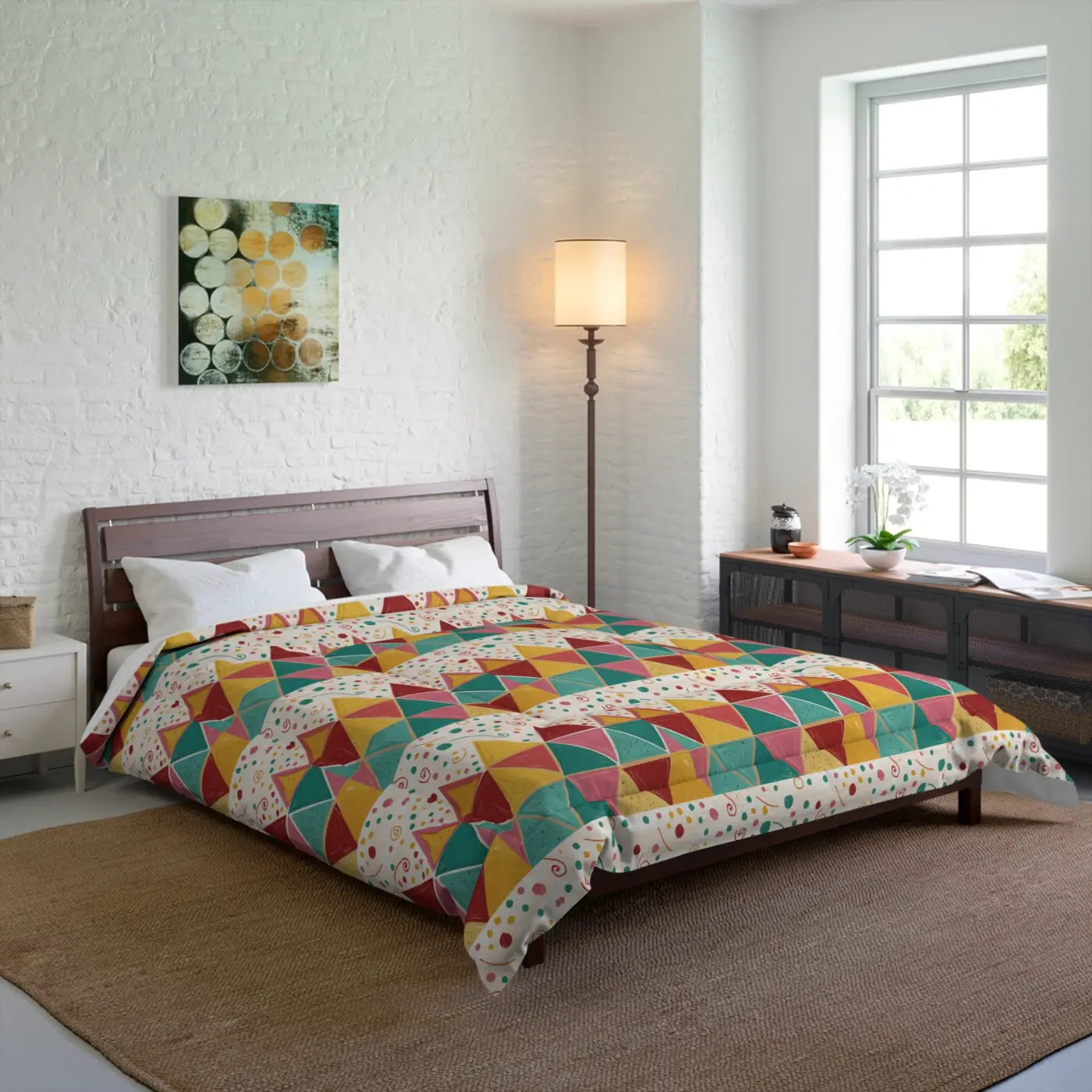 Vibrant Triangle Polyester Comforter - Geometrical Design - DipaliZ