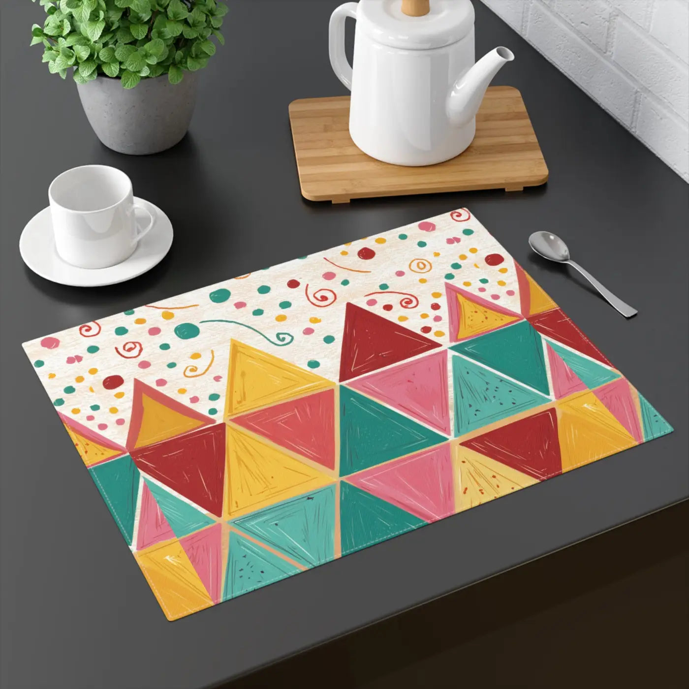 Vibrant Bright Triangular Dining Placemat - Modern Style - DipaliZ