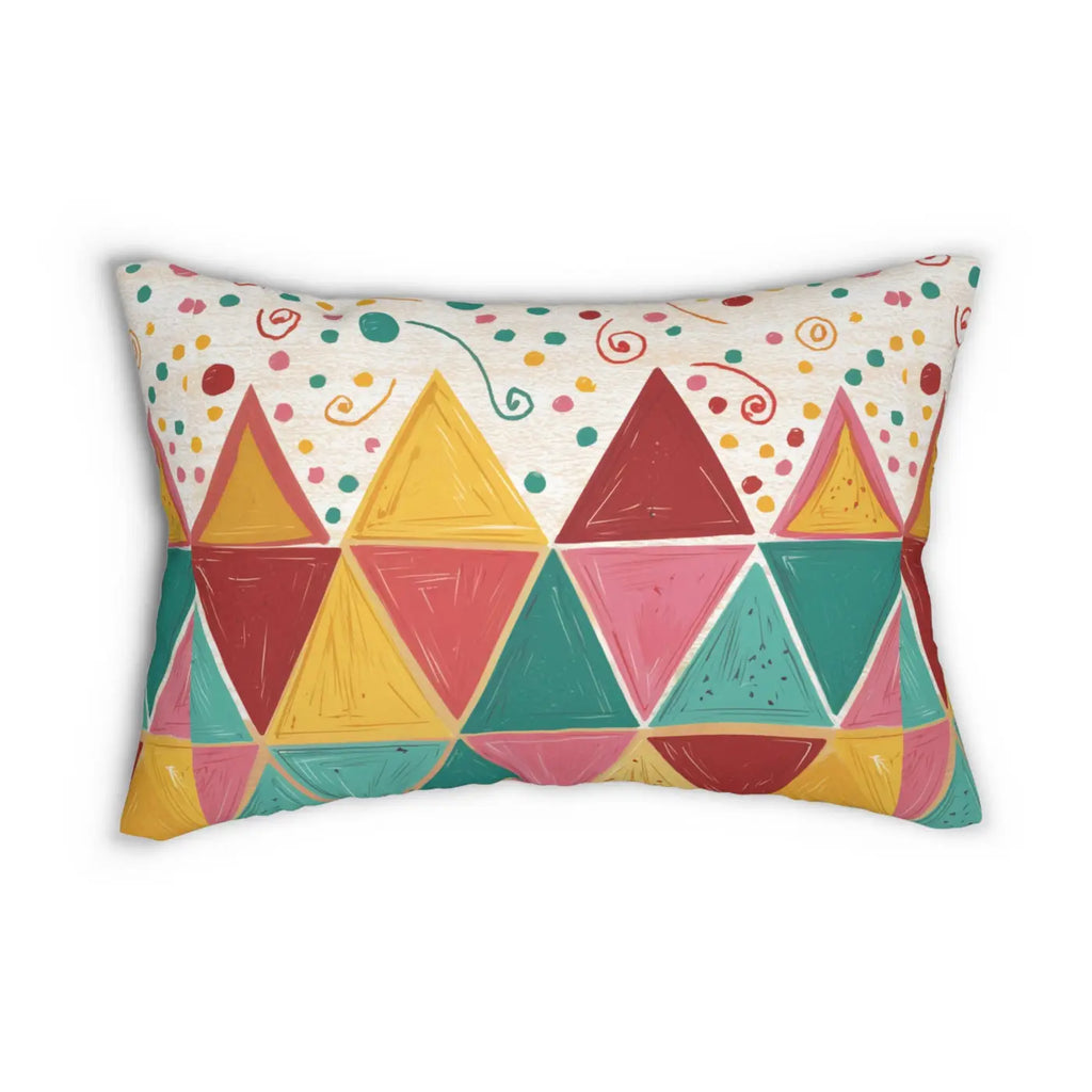 Vibrant Geometric Triangles Lumbar Pillow - Spun Polyester - DipaliZ