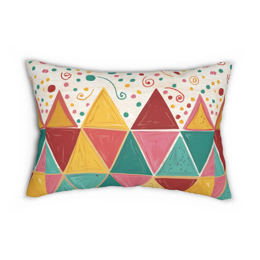 Vibrant Geometric Triangles Lumbar Pillow - Spun Polyester - DipaliZ
