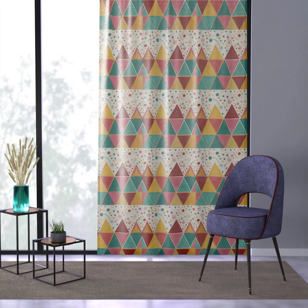 Stunning Bright Triangular Pattern Window Curtains - DipaliZ