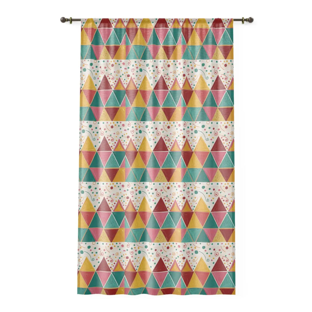 Stunning Bright Triangular Pattern Window Curtains - DipaliZ