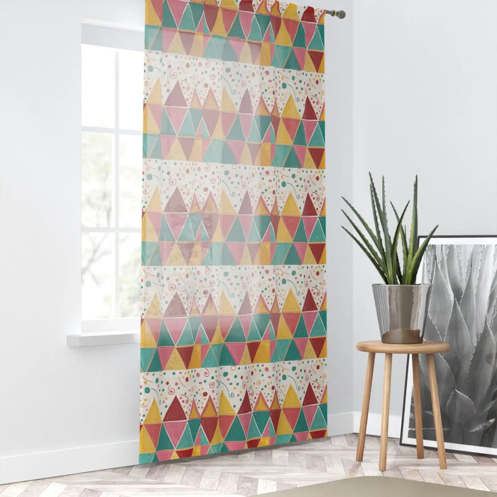 Stunning Bright Triangular Pattern Window Curtains - DipaliZ