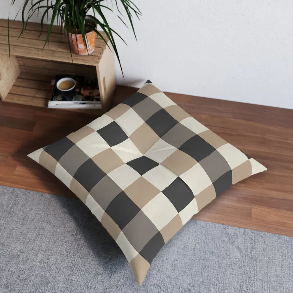 Buffalo Check Tufted Floor Pillow - Cozy Home Decor - DipaliZ