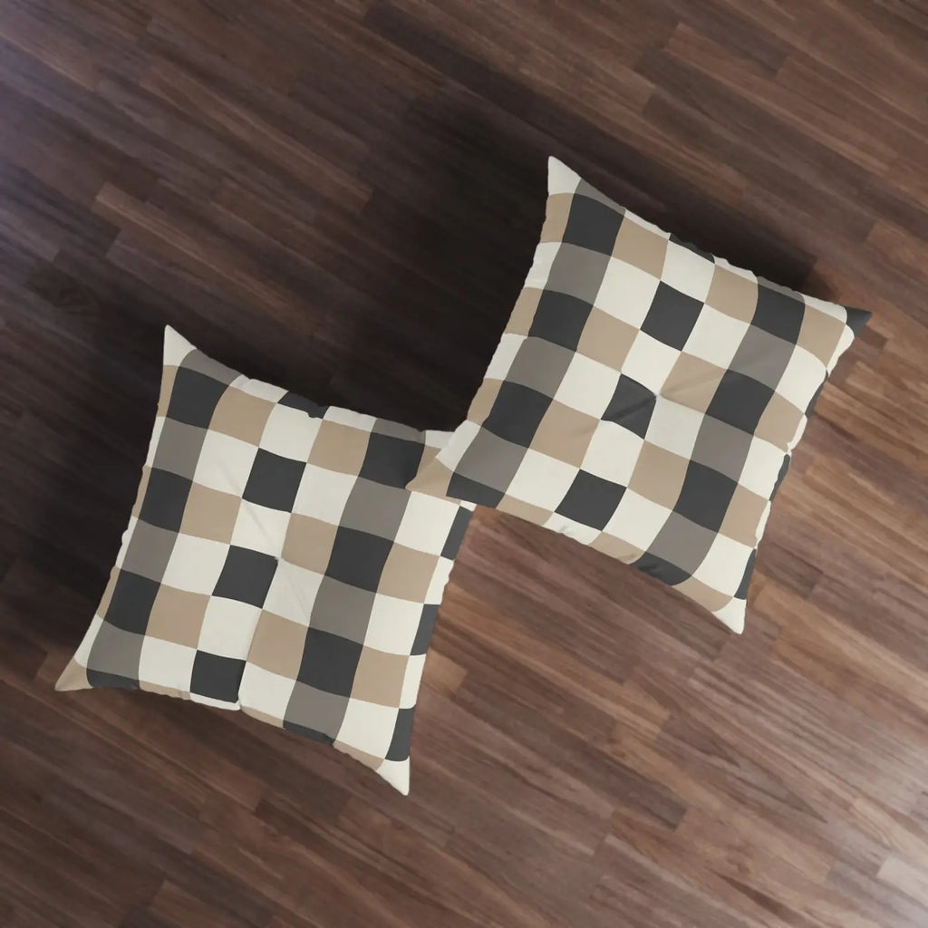 Buffalo Check Tufted Floor Pillow - Cozy Home Decor - DipaliZ