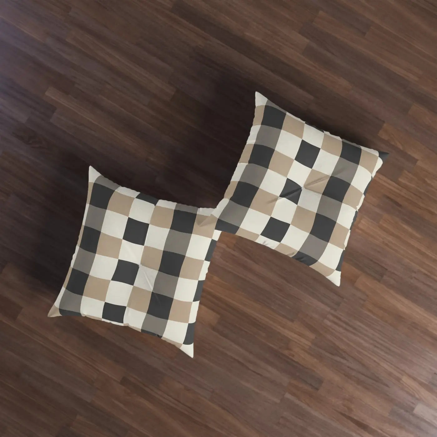 Buffalo Check Tufted Floor Pillow - Cozy Home Decor - DipaliZ