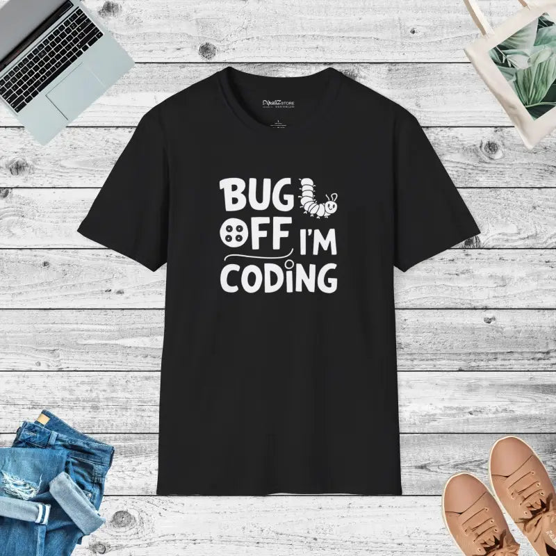 Bug Off I'm Coding Tee - Unisex Cotton Programmer Shirt - DipaliZ