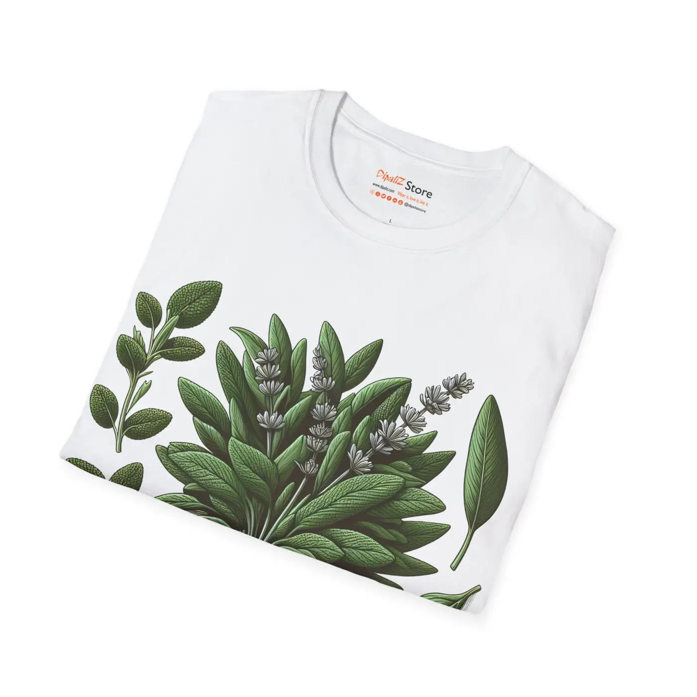 Unisex Softstyle Tee - Sage Herb Eco-Friendly Design - DipaliZ