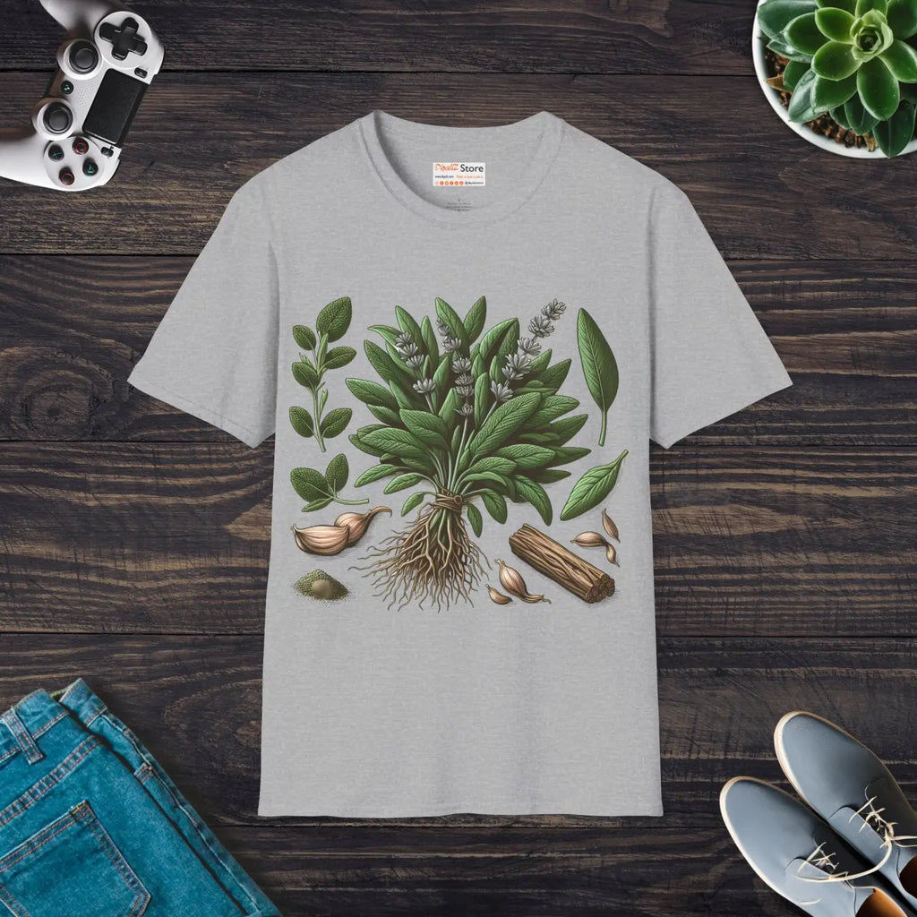 Unisex Softstyle Tee - Sage Herb Eco-Friendly Design - DipaliZ