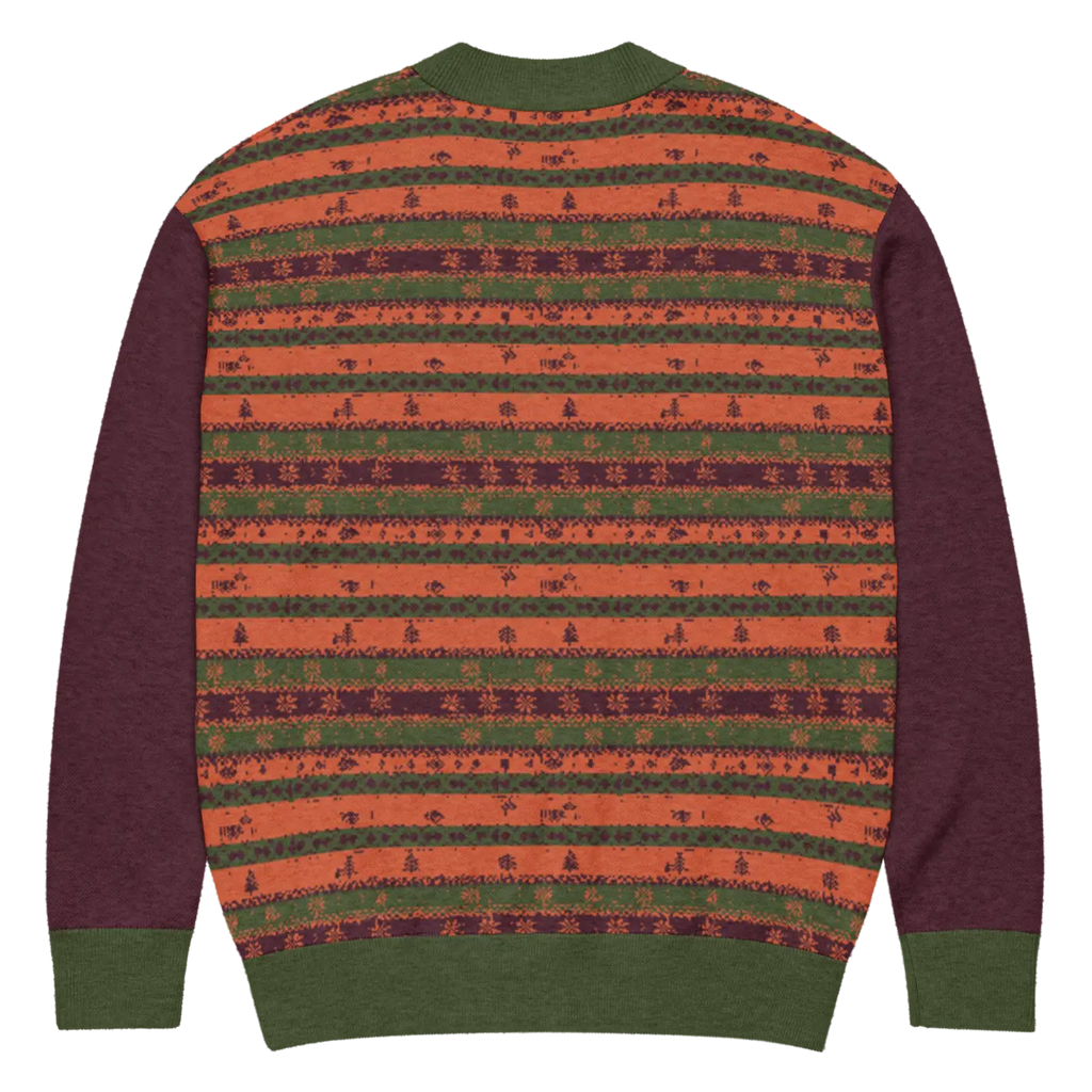 Burgundy Green Striped Cardigan - Perfect Cozy Layering - DipaliZ