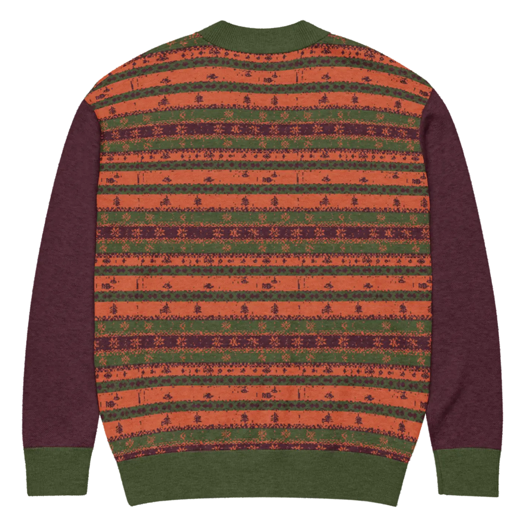 Burgundy Green Striped Cardigan - Perfect Cozy Layering - DipaliZ