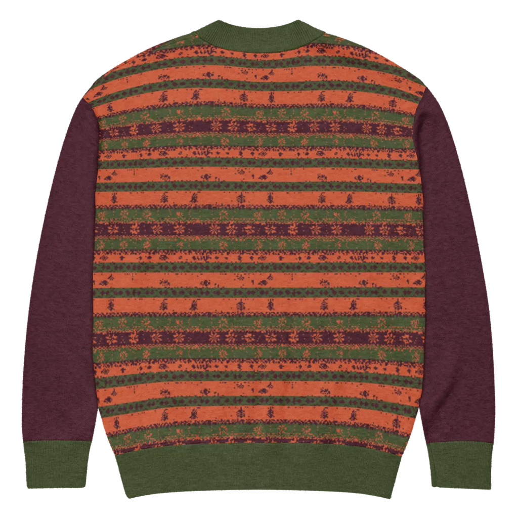 Burgundy Green Striped Cardigan - Perfect Cozy Layering - DipaliZ