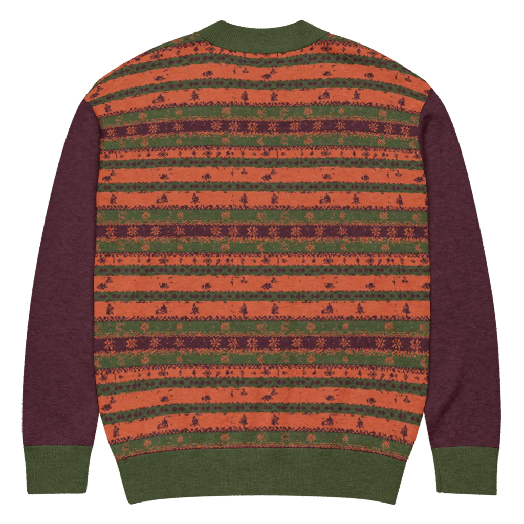 Burgundy Green Striped Cardigan - Perfect Cozy Layering - DipaliZ