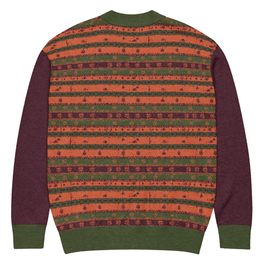Burgundy Green Striped Cardigan - Perfect Cozy Layering - DipaliZ