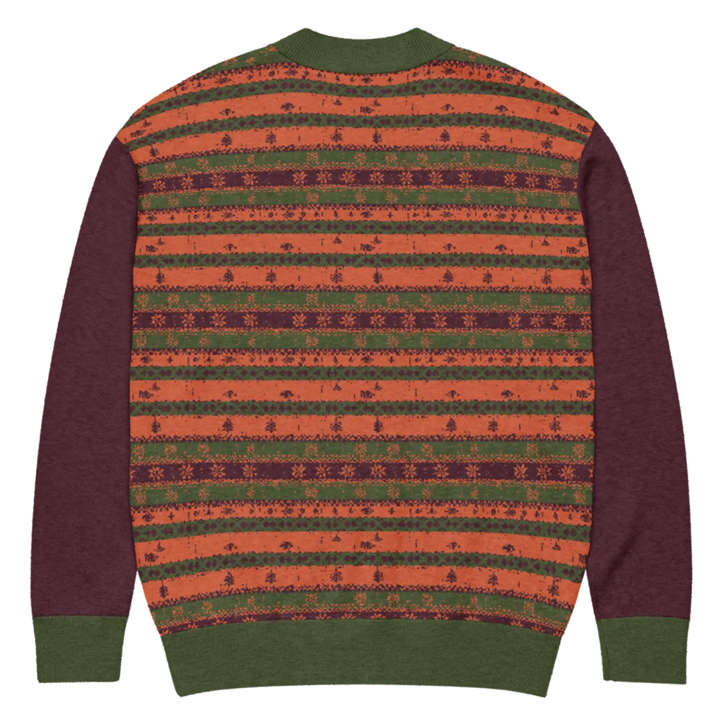 Burgundy Green Striped Cardigan - Perfect Cozy Layering - DipaliZ