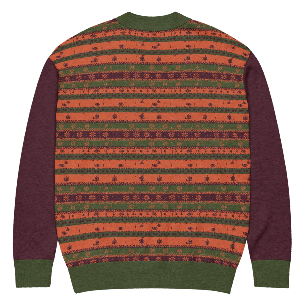 Burgundy Green Striped Cardigan - Perfect Cozy Layering - DipaliZ