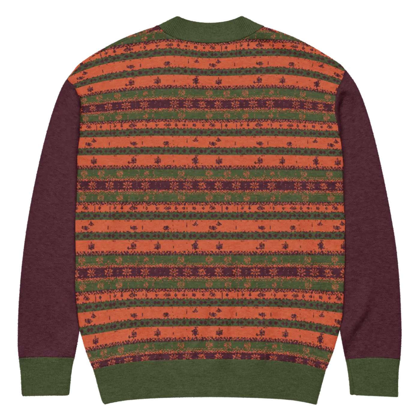 Burgundy Green Striped Cardigan - Perfect Cozy Layering - DipaliZ