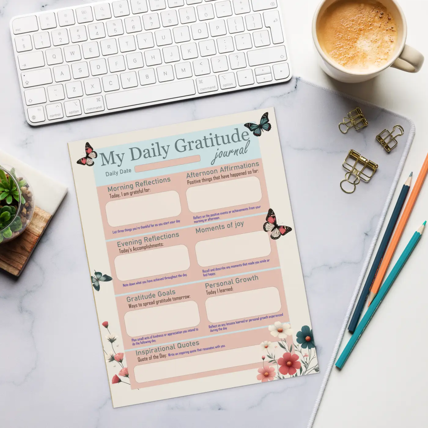 Butterfly Blossoms Daily Gratitude Notepad - World Brimming - DipaliZ