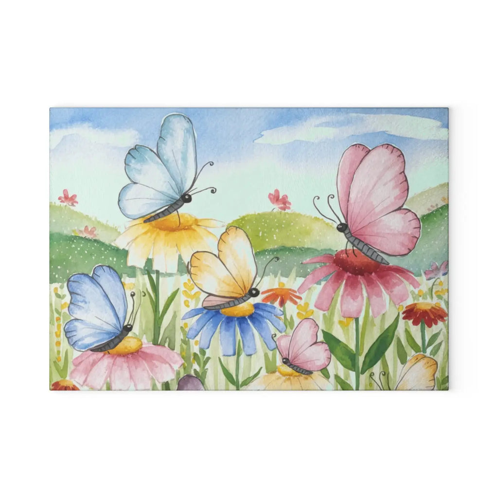 Bright Butterfly Glass Cutting Board - Chic Kitchens - DipaliZ