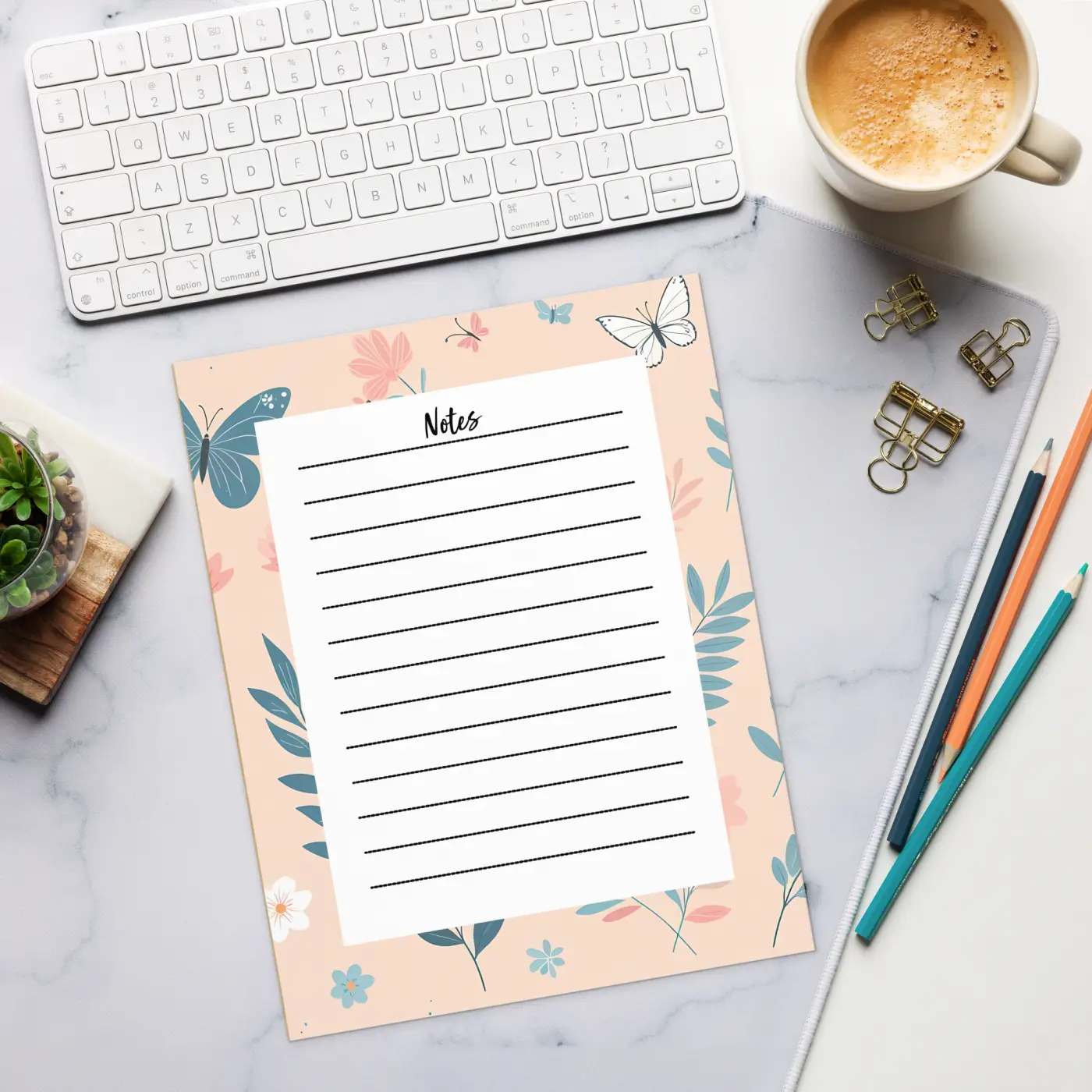 Flowers Notepad - Stylish Butterflies Design - DipaliZ