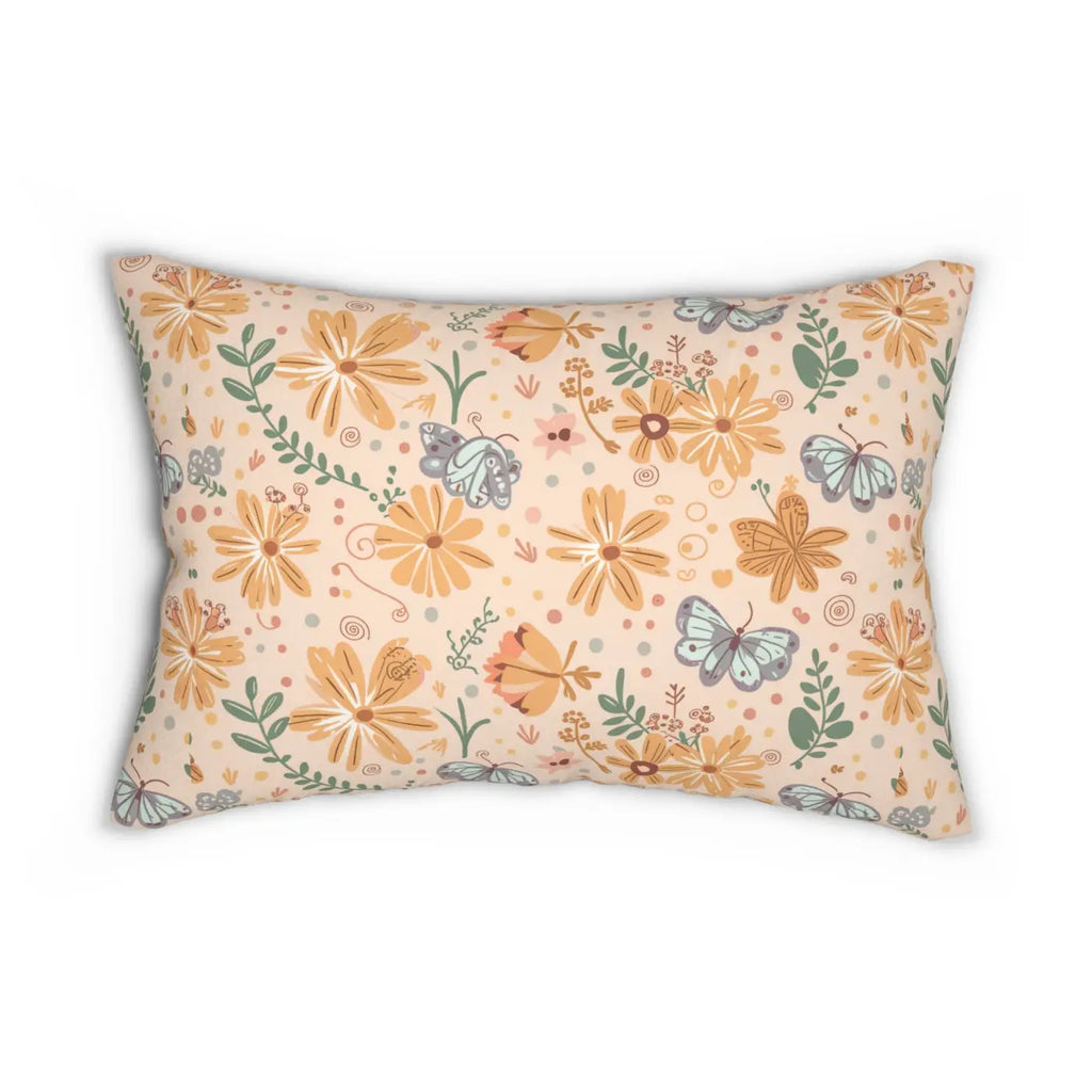 Butterflies and Flowers Lumbar Pillow - Spun Polyester - DipaliZ