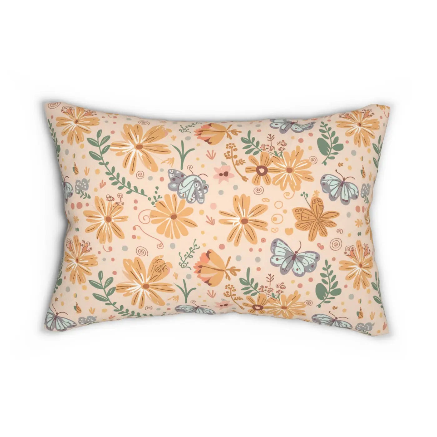 Butterflies and Flowers Lumbar Pillow - Spun Polyester - DipaliZ