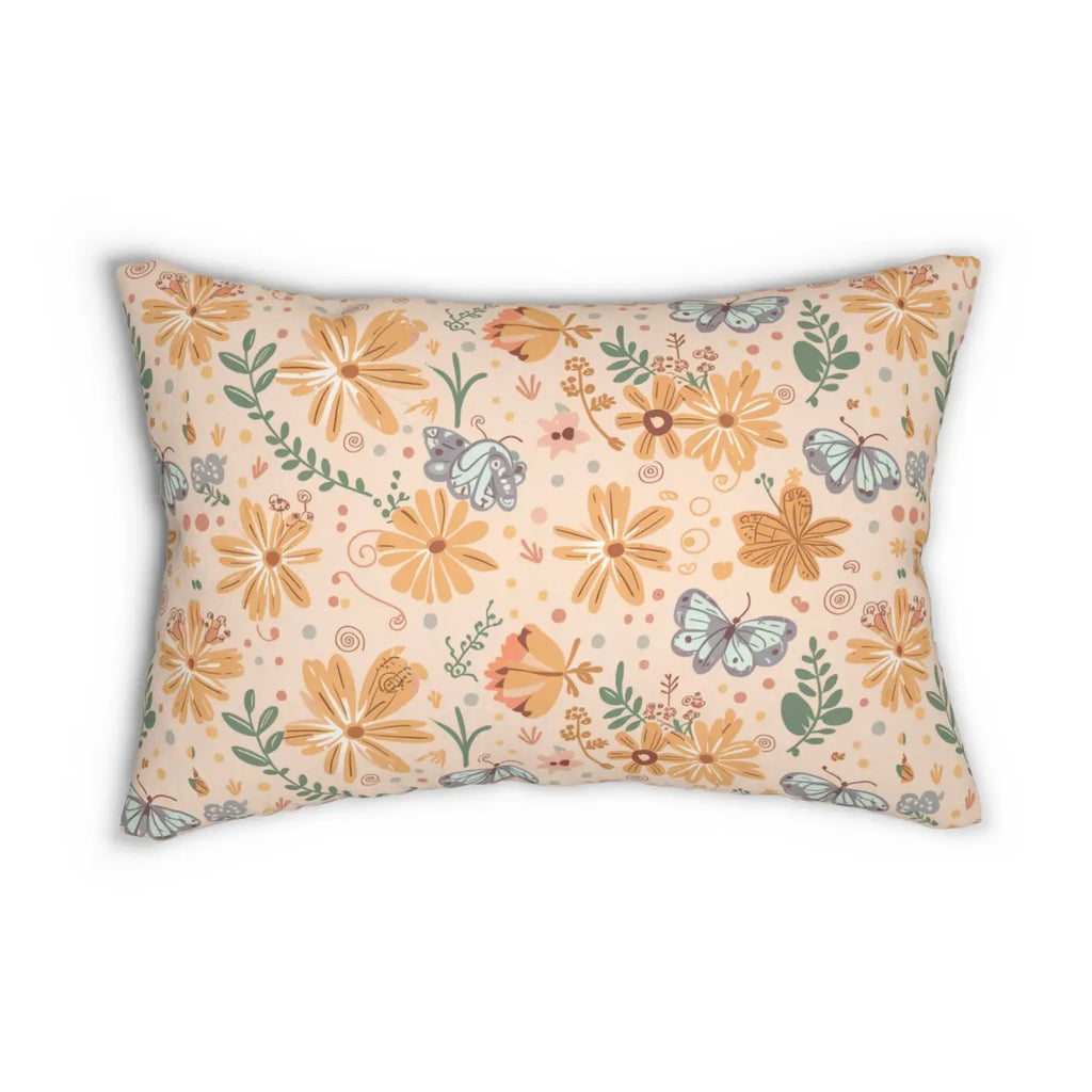 Butterflies and Flowers Lumbar Pillow - Spun Polyester - DipaliZ