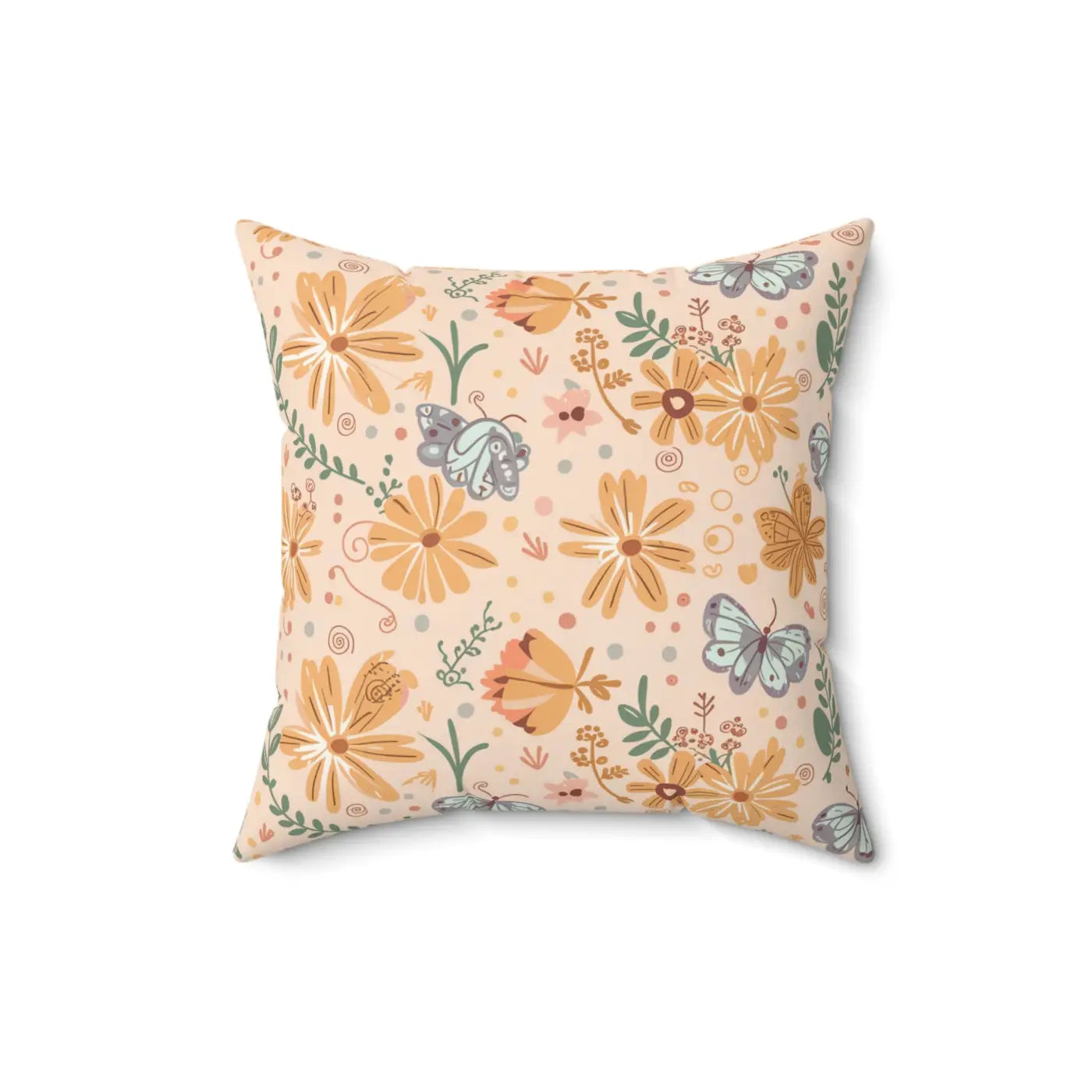 Vibrant Butterfly Polyester Square Pillow - Floral Decor - DipaliZ