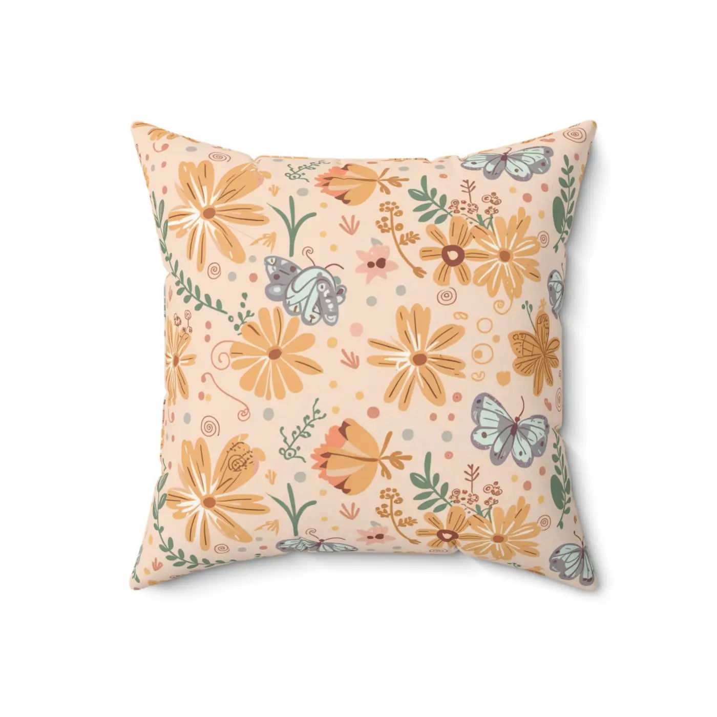 Vibrant Butterfly Polyester Square Pillow - Floral Decor - DipaliZ