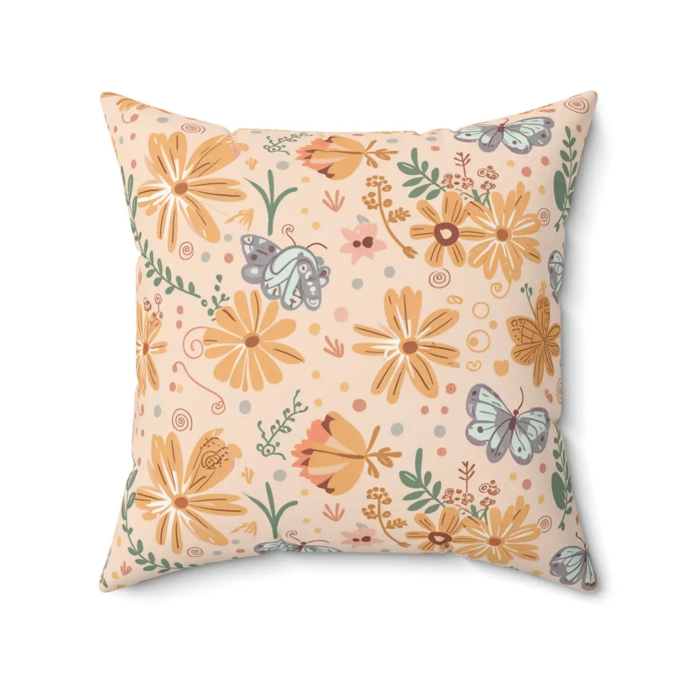 Vibrant Butterfly Polyester Square Pillow - Floral Decor - DipaliZ