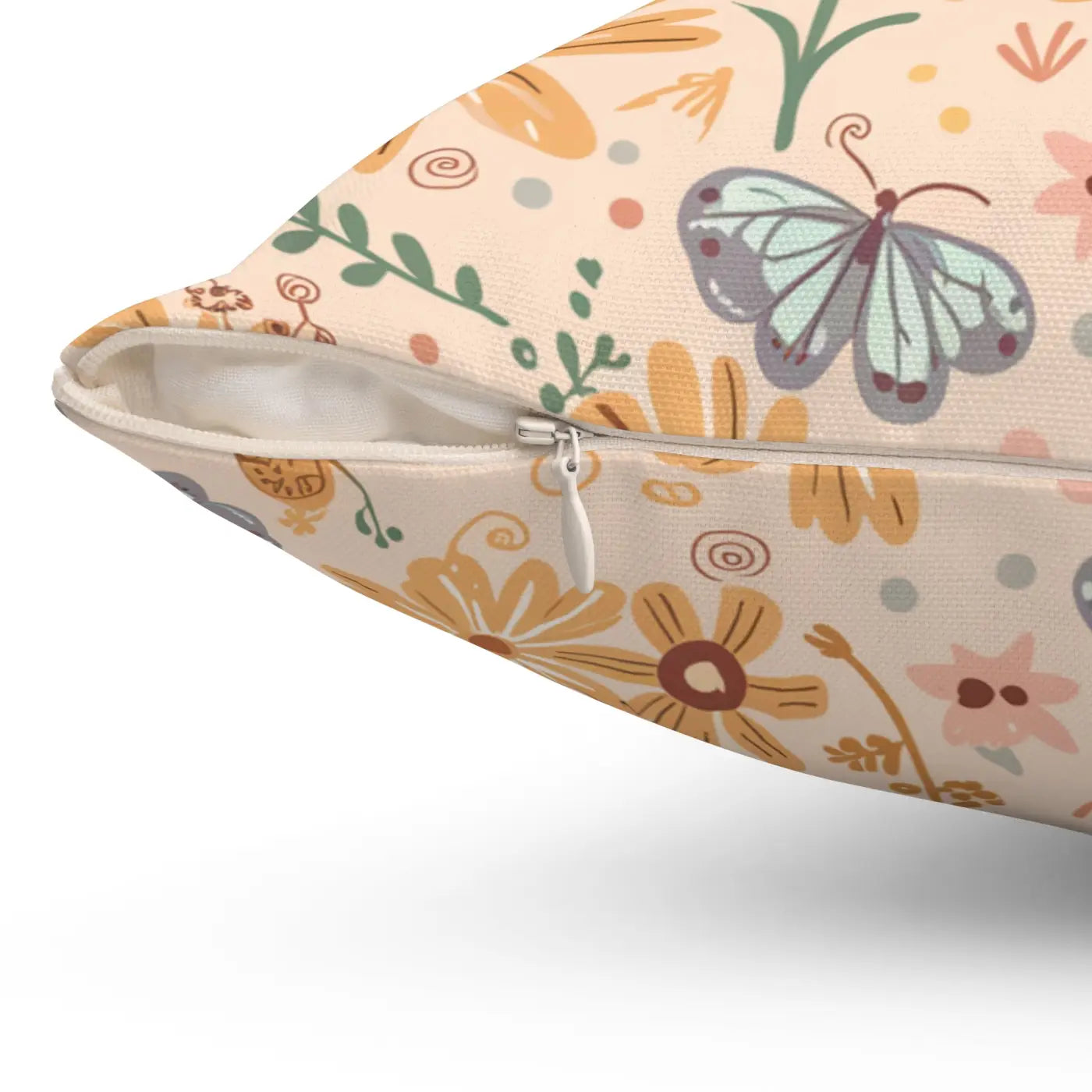 Vibrant Butterfly Polyester Square Pillow - Floral Decor - DipaliZ