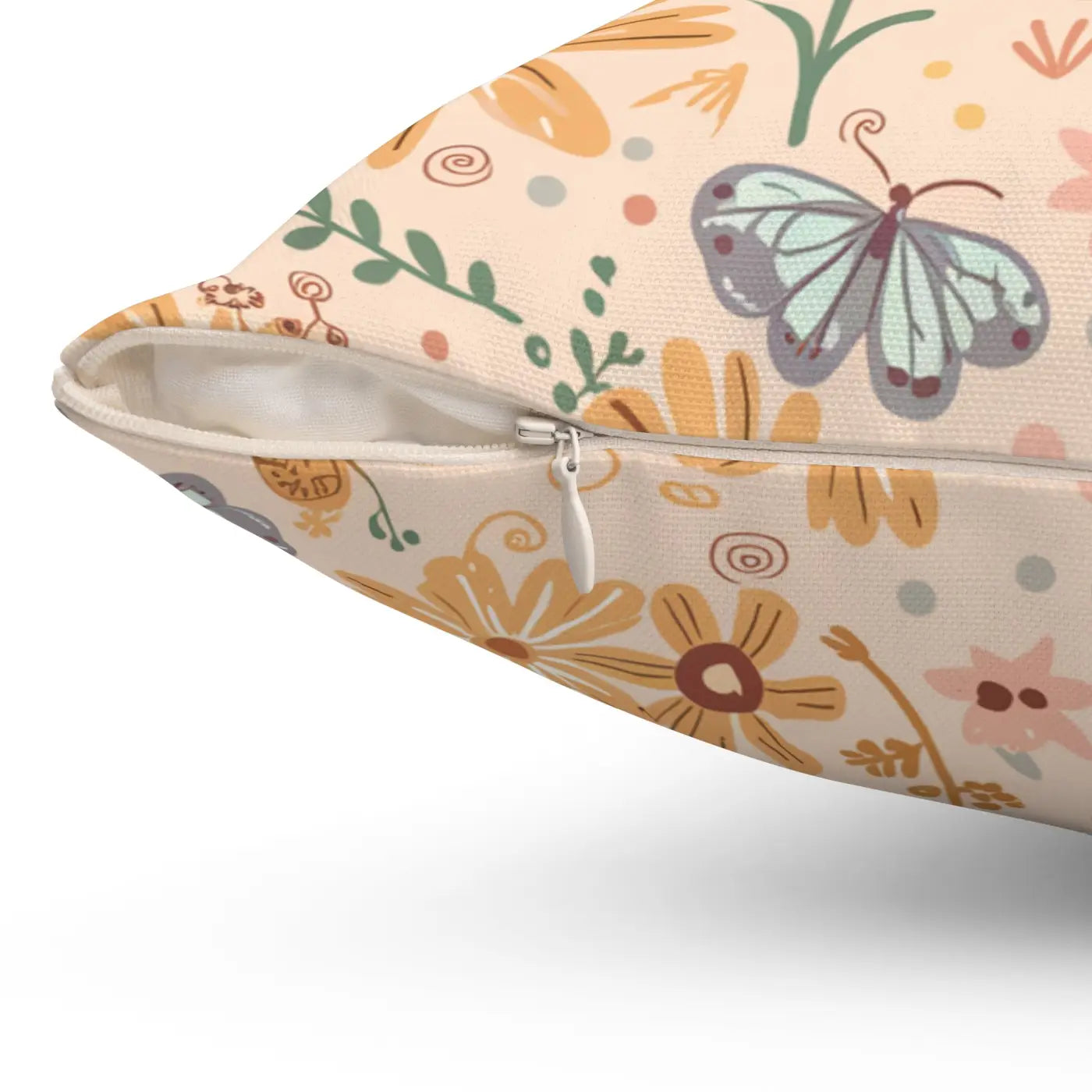 Vibrant Butterfly Polyester Square Pillow - Floral Decor - DipaliZ