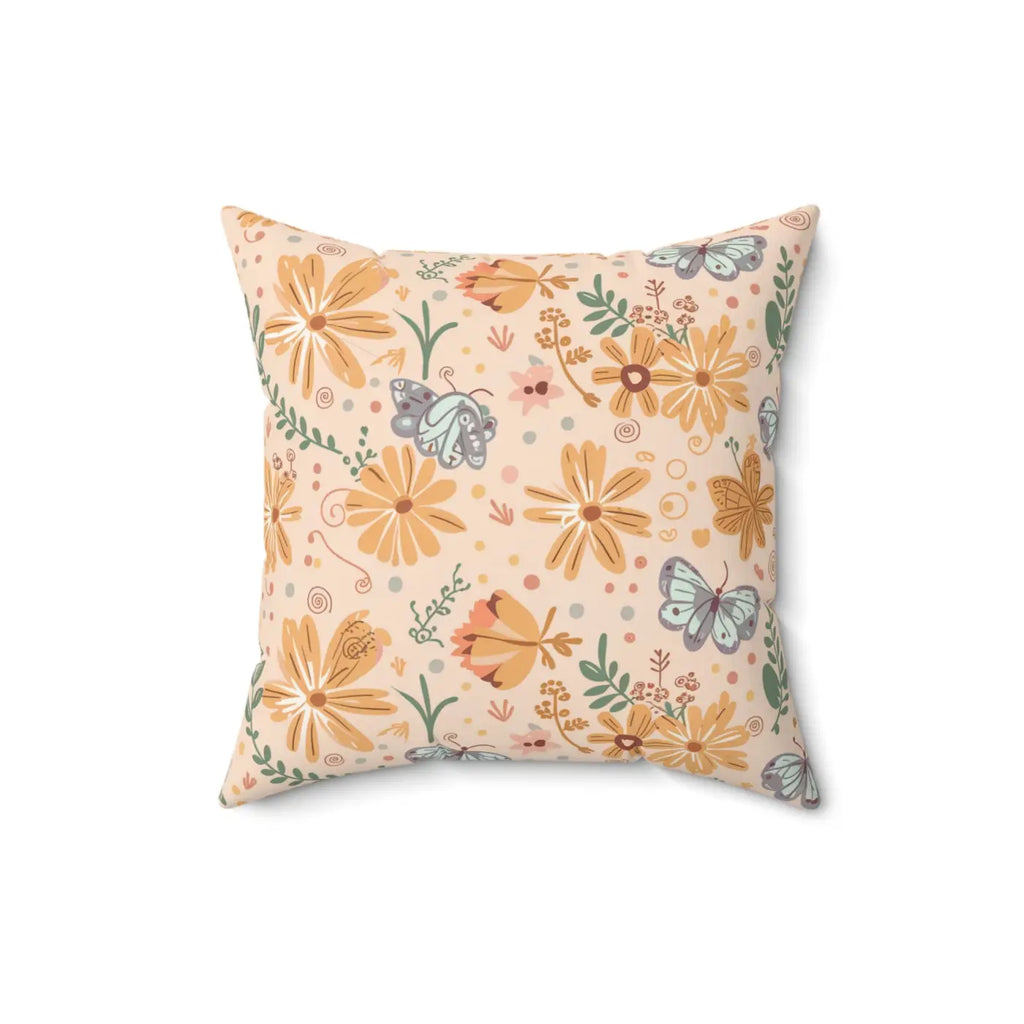 Vibrant Butterfly Polyester Square Pillow - Floral Decor - DipaliZ