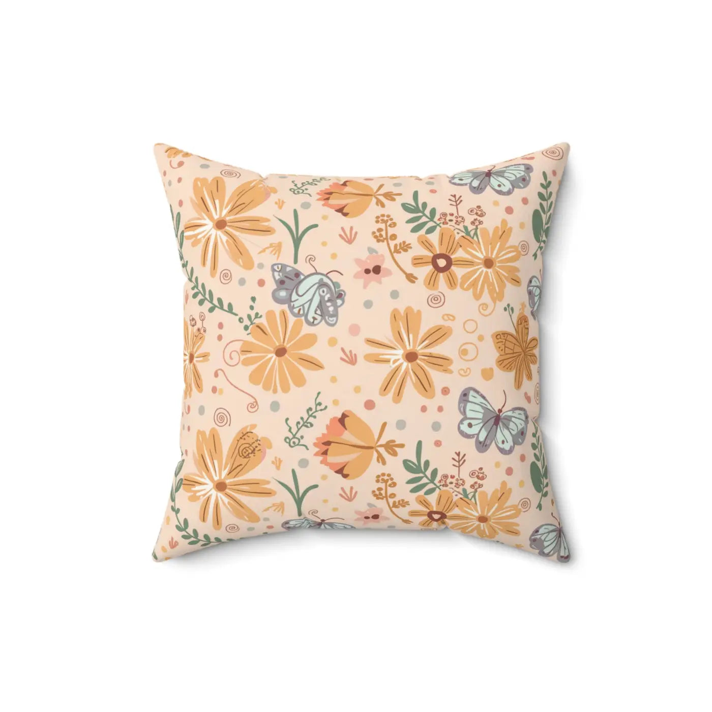 Vibrant Butterfly Polyester Square Pillow - Floral Decor - DipaliZ
