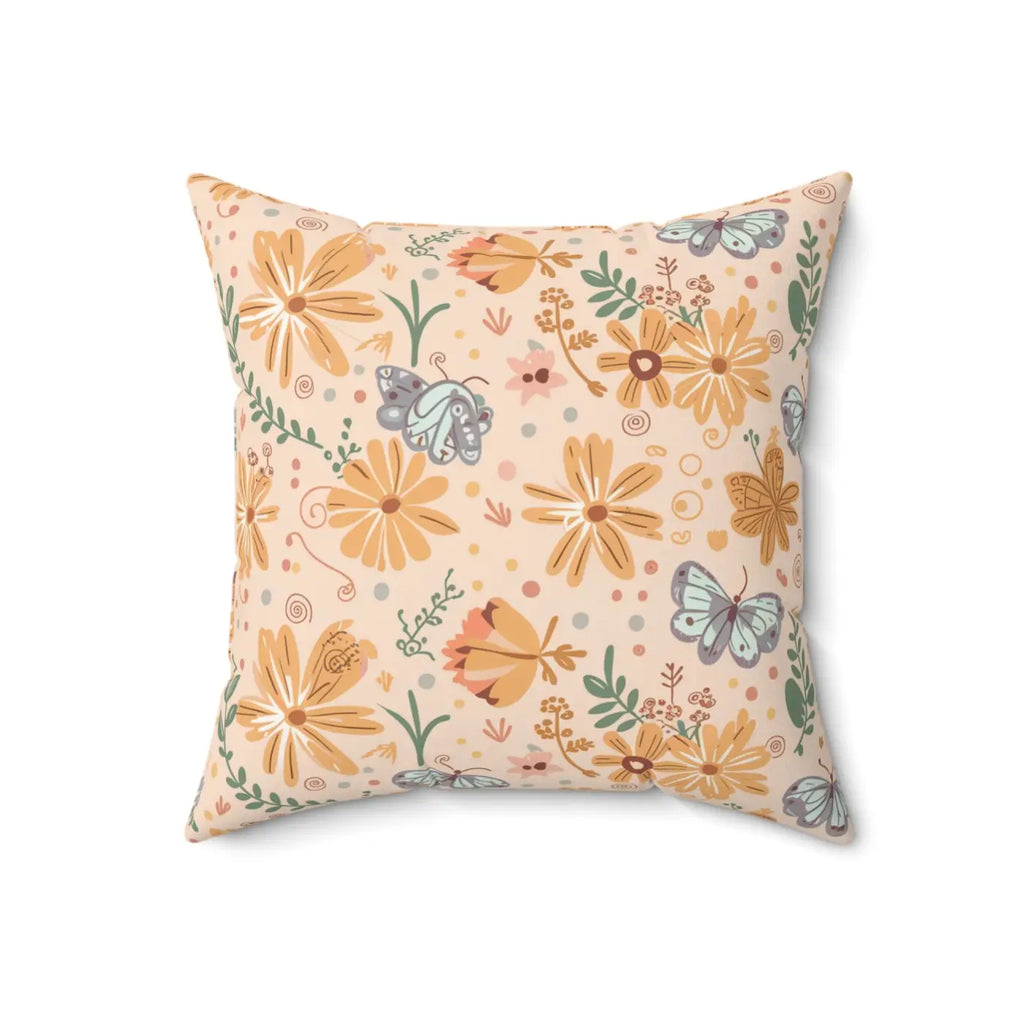Vibrant Butterfly Polyester Square Pillow - Floral Decor - DipaliZ