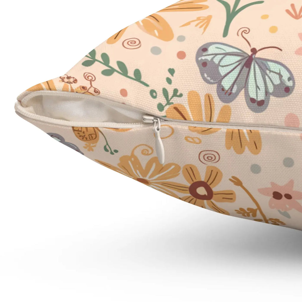 Vibrant Butterfly Polyester Square Pillow - Floral Decor - DipaliZ